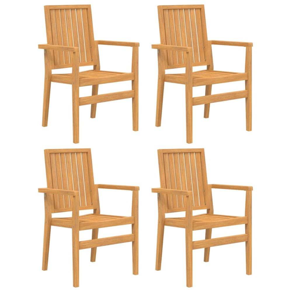Vidaxl Stohovateľné záhradné stoličky 4 ks 56,5x57,5x91 cm masívny tík